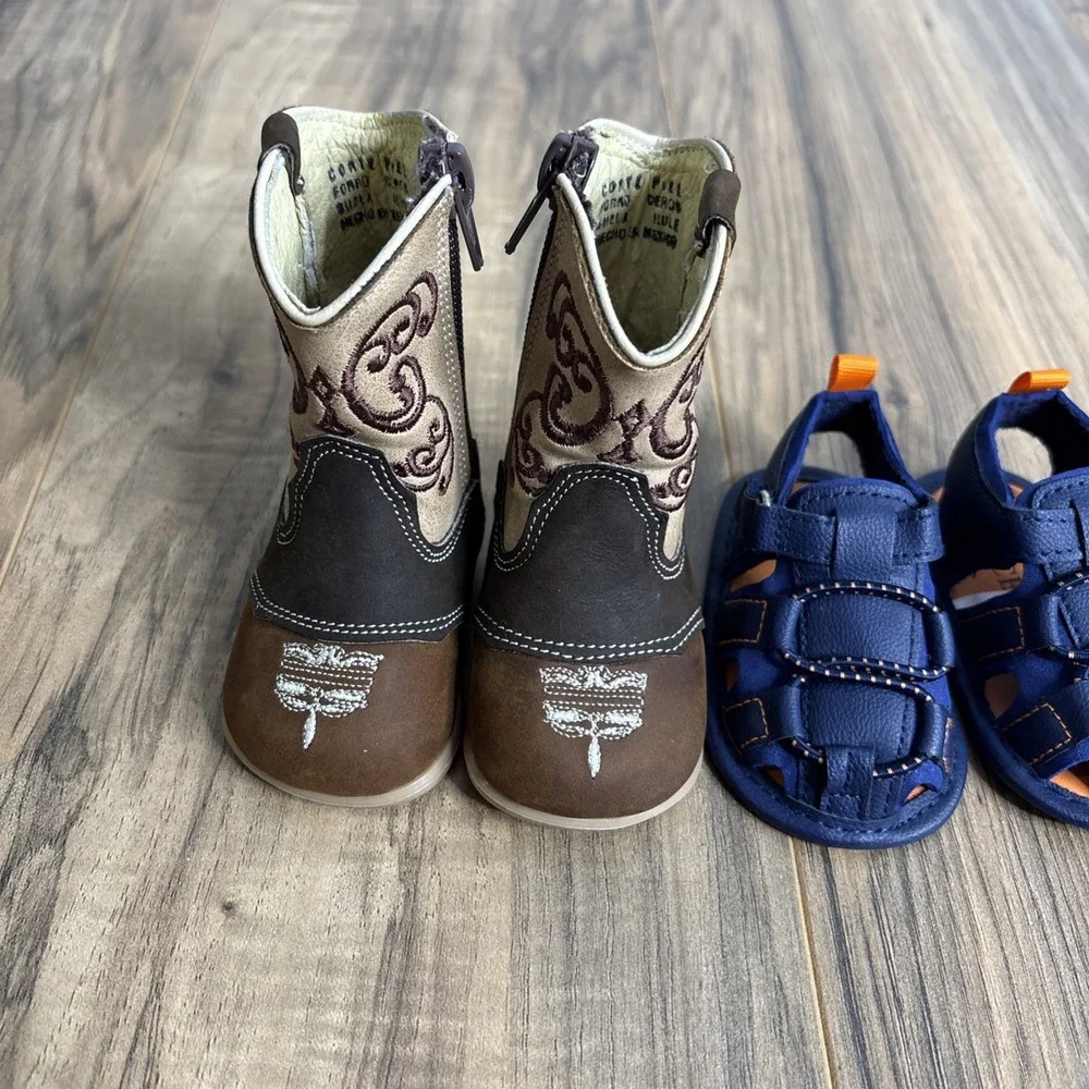 Lot Of 3 Baby Sandler / Western Boots Size 0-3 Month Mixed Styles And Brands EUC